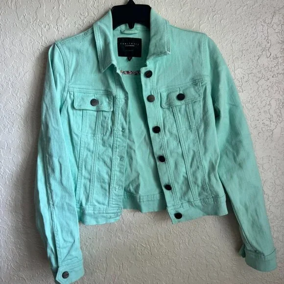 Sanctuary Anthropologie Mint Green Denim Jacket - Picture 1 of 5